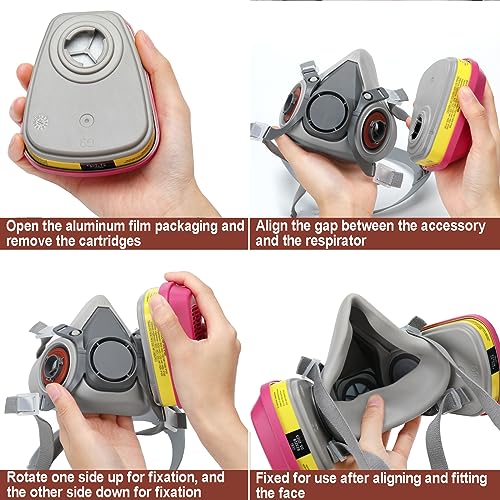 RANKSING Reusable Respirator Gas Mask with 60923 Filters to Protection Against Dust, Fumes, Asbestos, Chemicals and Particles while Painting, RANKSING