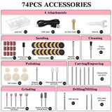 HARDELL Cordless Rotary Tool 4V, Upgrade Mini Rotary Tool Kit 18000 RPM with 74 Accessories, 3-Speed Multi-Purpose Rechargeable Rotary Tool for HARDELL