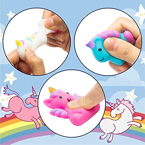 WATINC 24pcs Unicorn Mochi Squeeze Toys, Colorful Unicorn Soft Cute Squeeze Toys for Mochi Party Favors, Kawaii Stress Relief Hand Toy Birthday Gift - WoodArtSupply