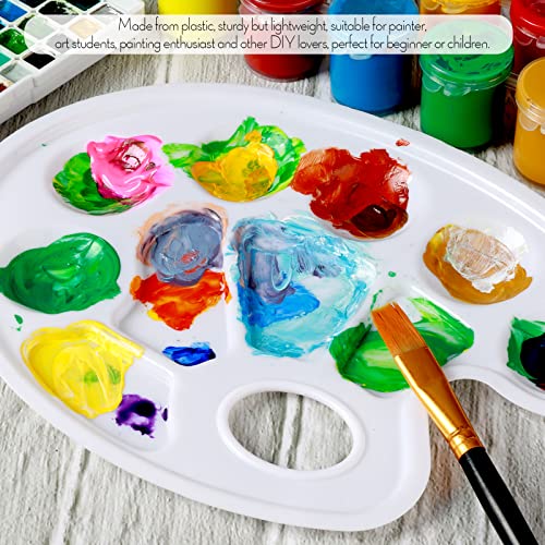 FANDAMEI 20 PCS Oval Paint Tray Palettes, Plastic Paint Tray Palettes, Paint Palettes Paint Pallets with Thumb Hole, for Adults & Kids, for Painting Fandamei