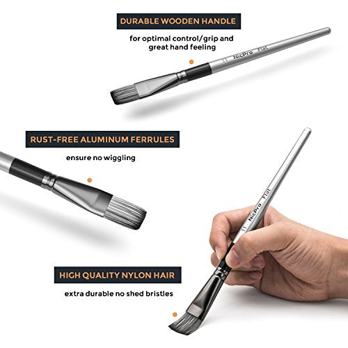 Nicpro 12 PCS Acrylic Paint Brushes Adult Art Paint Brush Set for Watercolor Oil Gouache Face Body Craft Miniatures Painting,Paintbrushes Nicpro