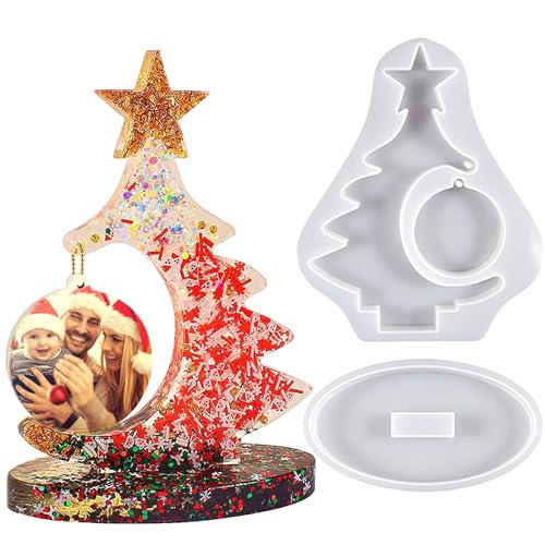 Christmas Tree Photo Frame Resin Molds Epoxy Resin Picture Frame Mold Handmade Silicone Mold Resin Casting Molds for DIY Christmas Gifts Ornament