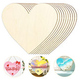 Wooden Hearts for Crafts, 10 Pack 12 Inch Blank Heart Cutout Unfinished Wood Hearts Slices Valentine's Heart Shaped Ornaments Door Hanger Decor for Boqin