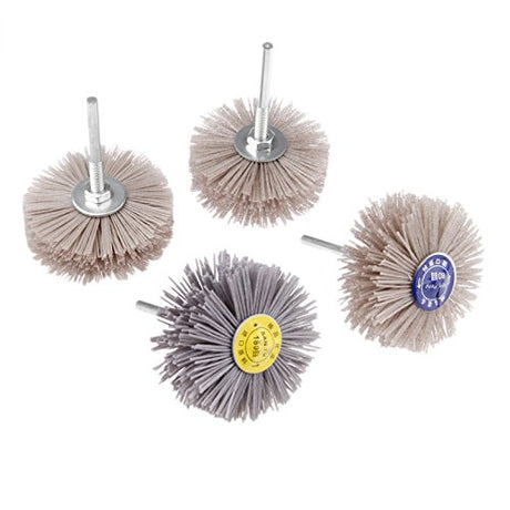 Mtsooning 4PCS Nylon Wheel Brush, Polish Grinder Brush 80, 120, 180, 240 Grit, Abrasive Grinding Head with Threaded Shank for Removing of Corrosion Mtsooning