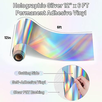  Holographic Spectrum Silver Adhesive Vinyl Roll