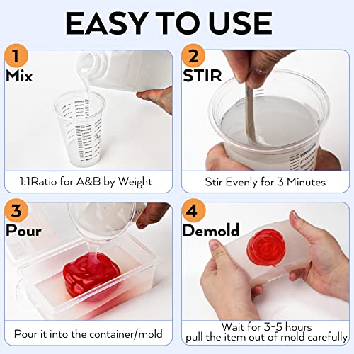 Nicpro 140 oz Silicone Mold Making Kit 15A, Platinum Liquid Silicone Rubber for Mold Maker, Translucent & Flexible & Food Safe Mix Ratio 1:1 for Nicpro