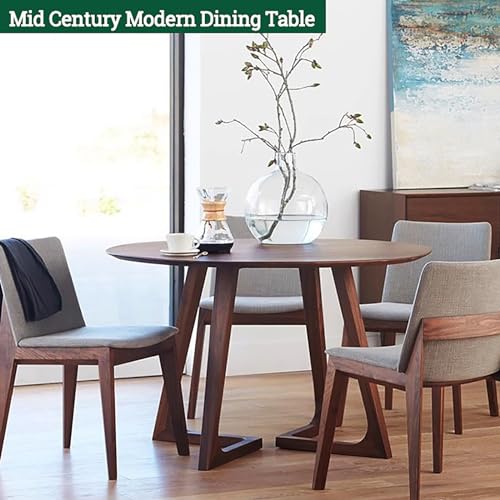 Mid Century Modern Dining Table,Round Solid Wood Kitchen & Dining Room Tables,Rustic Pedestal Table Small Leisure Coffee Table for 2,4 People(24" L x Topjia