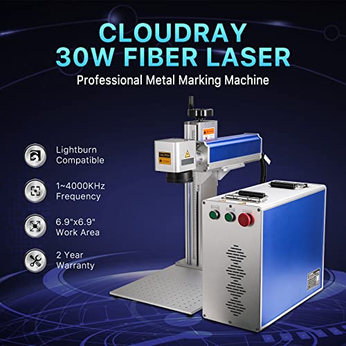 Cloudray 30W M7 Fiber Laser Engraver,LightBurn Compatible MOPA Laser Marking Machine with Red Dot Pointer, 6.9x6.9 Solid State Laser Marking Etching Cloudray