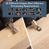 Engraving Router Bit Carving Bits, 20 PCS HSS Rotary Tool Accessories Rotary Bits Burr Set with 1/8’’(3mm) for DIY Woodworking, Carving, Engraving, shengbenhao