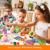 12 Pcs Extra Large Rocks for Painting, 4-5 Inch River Rocks Painting Stones Smooth Flat Rocks with 12PCS Paint Brushes for Painting, Natural Rocks to WhistenFla