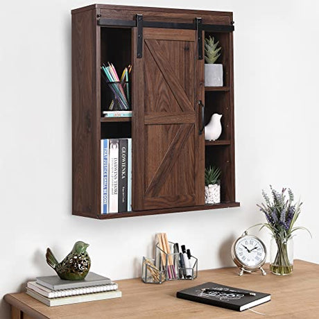 Rustown Rustic Farmhouse Wall Storage Cabinet with Sliding Barn Door RUSTOWN