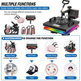 Topdeep Heat Press 15x15 Inch 8 in 1 Heat Press Machine, Swing Away T Shirt Pressing Machine Digital Control, Multifunction Heat Press Transfer Topdeep