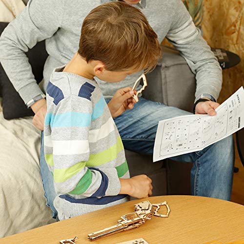 3D Wooden Puzzles Rubber Band Gun Model Craft Kit Unique Gift Mechanical Model Brain Teaser (Revolver Toy) ROKR