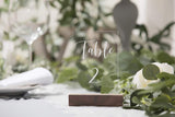 UNIQOOO 10 Pack Rustic Acrylic Sign Holders | Walnut Wood Table Numbers Display Stands | Place Card Holder, Perfect for Retail Shop Wedding Party UNIQOOO