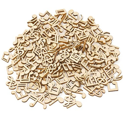 yueton 200PCS 15mm Musical Note Unfinished Blank Wood Pieces Wood Slices Wood Chips Embellishments for DIY Crafts, Home Decoration, Board Games, - WoodArtSupply