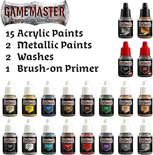 The Army Painter - DnD Miniatures Paint Set Gamemaster Character - Precise Detail Hobby Brush, 20 Warpaint 19x12ml, 12ml Brush-on Primer, 5 28mm - WoodArtSupply