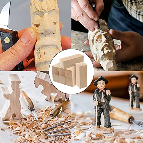 RHBLME 8PCS Basswood Carving Blocks, 6.0in x 1.5in x 1.5in Unfinished Wood Blocks for Carving, Wooden Carving Blocks Cubes Soft Solid Kit, Great for RHBLME
