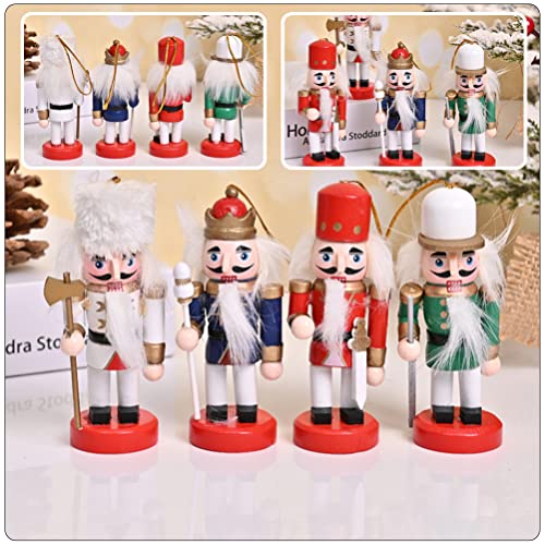 PartyKindom 4pcs Nutcracker Xmas Party Props Xmas Decorations Unfinished Wood Crafts Christmas Soldiers Xmas Style Pendants Xmas Supplies Puppets PartyKindom