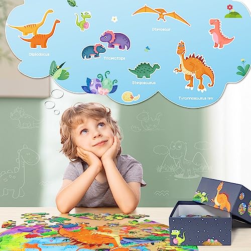 DIGOBAY Dinosaur Floor Puzzles for Kids Ages 3-8, 70 Piece Large Round Toddler Puzzles Preschool Educational Dino Jigsaw Puzzle Toys for 3+ Year Old - WoodArtSupply