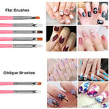 AIBEE 20pcs Nail Art Design Tools, 15pcs Nail Art Brushes Kit with 5pcs Nail Dotting Pens, PINK (pink) AIBEE
