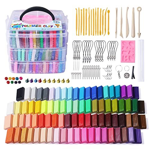 Artme Polymer Clay, 82 Colors Clay Kit, Oven Bake Modeling Clay, Creative Polymer Clay Kit with Sculpting Tools and Jewelry Accessories, Non-Toxic,