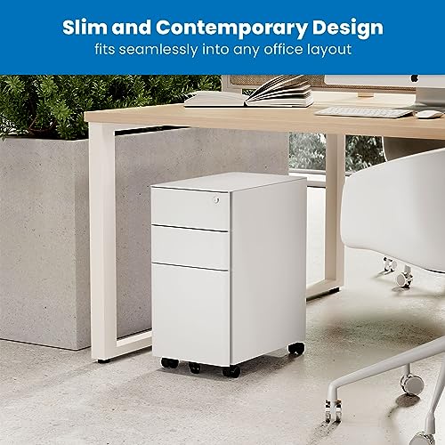 Mount-It! Mobile File Pedestal, File Cabinet with 3 Drawers, Slim Design Under Desk Storage for Files, Folders and Office Supplies, Organizer Cabinet - WoodArtSupply