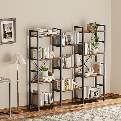 Rustic Brown SUPERJARE 4-Tier Bookshelf with 11 Display Shelves for Home & Office - WoodArtSupply