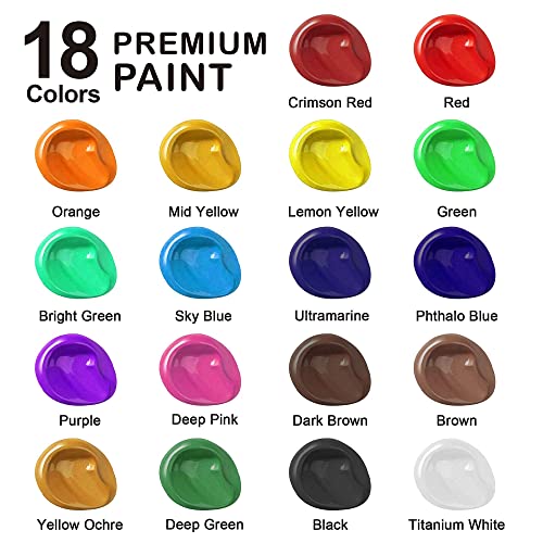 Shuttle Art Acrylic Painting Bundle, Set for 18 Colors Acrylic Paint Pouch (120ml/4oz) + 52 Multi Pack Painting Canvas Panels Shuttle Art
