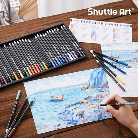 Shuttle Art 36 Colored Pencils, Seascape Themed Colored Pencils for Adult Coloring, Soft Core Color Pencils, Coloring Pencils for Adults Kids Artists Shuttle Art
