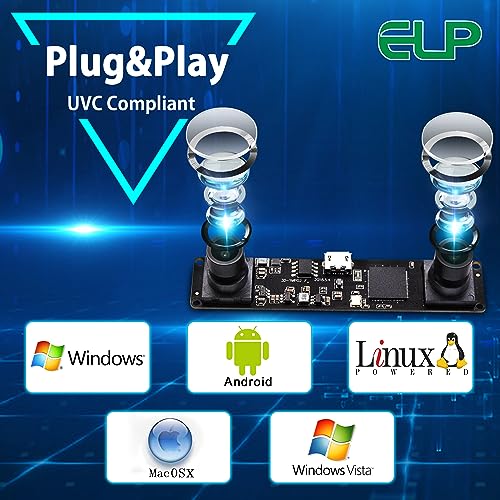 ELP Dual Lens USB Camera Module Synchronization Webcam Board for Computer Mini UVC USB2.0 Lightburn Camera High Speed 960P 60fps Laser Engraver ELP