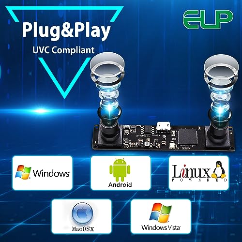 ELP Dual Lens USB Camera Module Synchronization Webcam Board for Computer Mini UVC USB2.0 Lightburn Camera High Speed 960P 60fps Laser Engraver - WoodArtSupply