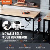 VEVOR Adjustable Workbench, 72" L X 25" W Garage Worktable with Universal Wheels, 28-39.5" Heights & 3000 LBS Load Capacity, with Power Outlets & VEVOR