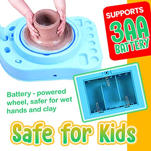 Insnug Mini Kids Pottery Wheel: Complete Painting Kit for Beginners with Modeling Clay and Sculpting Tools, Arts & Crafts Small Banding Wheel for Insnug
