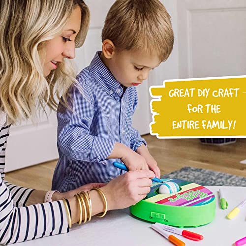 The EggMazing Easter Egg Mini Decorator Kit Arts and Crafts Set - Includes Egg Decorating Spinner and 6 Markers [Packaging May Vary] The Eggmazing Egg Decorator