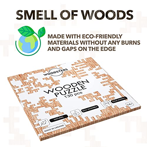 WOODSTERS Mind Bending Wooden Jigsaw Puzzle - Best Gift for Adults and Kids - Aztec Labyrinth - Expert Level Challenging Puzzle for Adults - 130 WOODSTERS