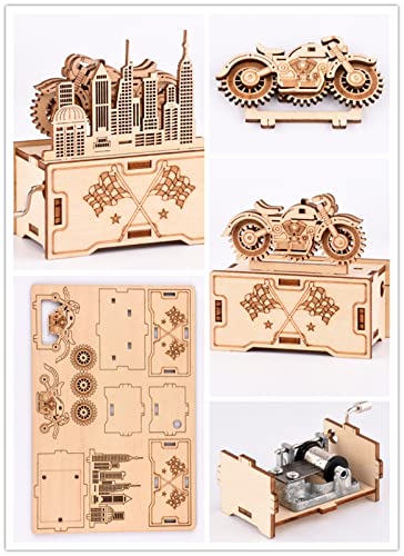 YII WMOC 3D Wooden Puzzle Mechanical Model Car Kits Toys for Boys and Girls Assembly Music Model Brain Teaser for Adults and Kids - WoodArtSupply