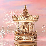 ROKR 3D Wooden Puzzles for Adults Mechanical Music Box Romantic Carousel, DIY Music Box Model Building Kits for Teens, DIY Crafts/Hobbies/Gifts Desk ROKR