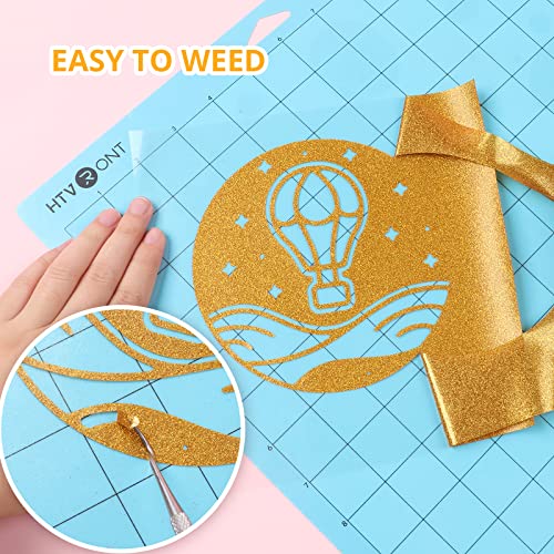 HTVRONT Gold Glitter Heat Transfer Vinyl - 10" x 5FT Gold Glitter HTV Vinyl for T-Shirts, Gold Glitter Iron on Vinyl for All Cutter Machine（Gold HTVRONT