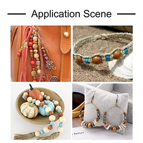 Pandahall 200pcs Large Hole Natural Unfinished Wood Round Beads 4 Sizes Undyed Wooden European Globe Beads for DIY Pendants Bracelets Necklaces PH PandaHall