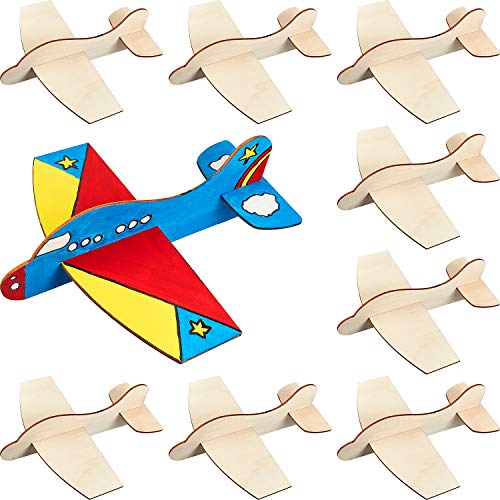 Gejoy 8 Packs Wooden Model Airplane Wood Planes DIY Balsa Wood Airplane Kits Handicraft Toy Plane for Birthday Carnival Party - WoodArtSupply