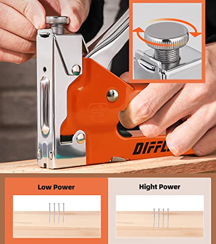 DIFFLIFE Staple Gun Heavy Duty, YEAHOME 4-in-1 Stapler Gun with 2400 Staples, Manual Brad Nailer Power Adjustment Stapler Gun for Wood, Crafts, DIFFLIFE