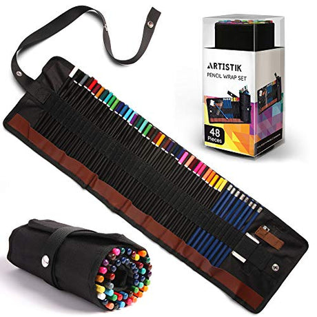 ARTISTIK Colored Pencil Set - (47 Pieces) Vivid 3.5 mm Artist Grade Drawing & Sketching Colored Pencils for Adults Coloring Books, Watercolor, ARTISTIK