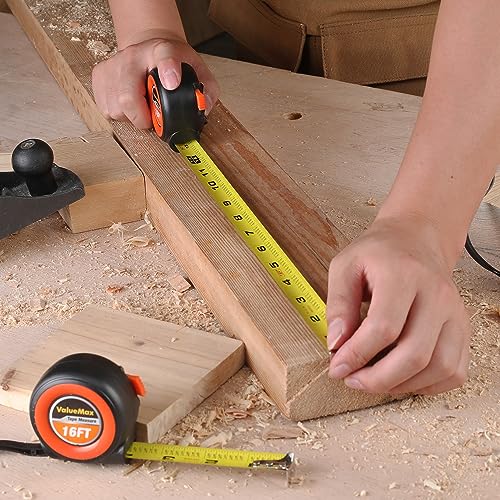 ValueMax Tape Measure 16FT, 6 Pack Tape Measure Retractable, Easy Read Measuring Tape, Auto-Lock Measurement Tape for Construction, Contractor, ValueMax