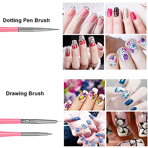 5PCS Dotting Pens with 3 PCS Nail Painting Brushes, Nail Art
