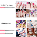 AIBEE 20pcs Nail Art Design Tools, 15pcs Nail Art Brushes Kit with 5pcs Nail Dotting Pens, PINK (pink) AIBEE