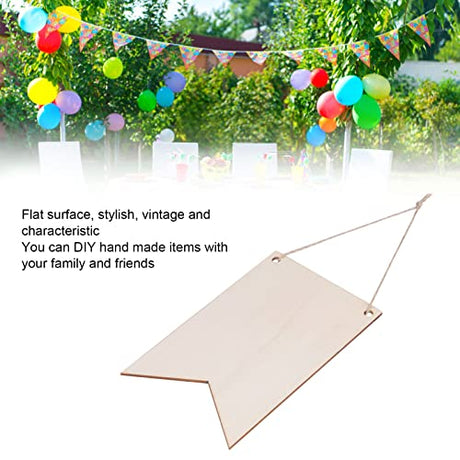 48PCS Unfinished Hanging Wood Sign, Blank Hanging Wooden Slices Banners Unfinished Wood Sign Blank Wood Sign for Pyrography Painting Writing HERCHR