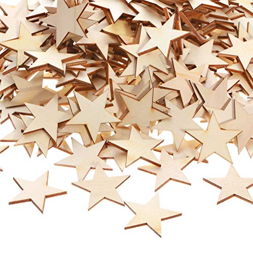 300 Pieces Wooden Stars Shape Unfinished Wood Stars Pieces Blank Wooden Cutouts Ornaments for Craft and Christmas Decoration(1.5 Inch) - WoodArtSupply