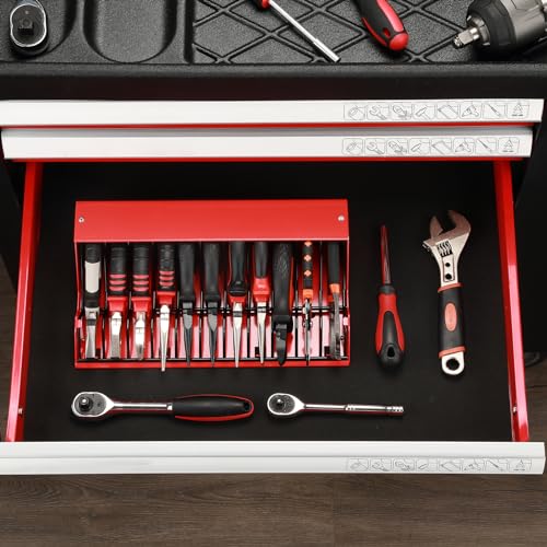 Mayouko 11 Slots Pliers Rack Organizer Holder, For Standard & Wide Pliers, All Steel, Fits in Toolbox Drawer, Chest, Pegboard, Tilt Feature, 11 Slots Mayouko