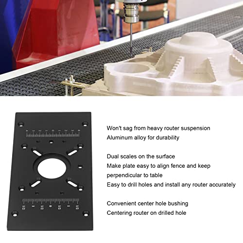 Router Lift Kit, Aluminum Alloy Lift System with Router Table Insert Plate,2 Insert Ring,Router Lift Base Board Accessories for Woodworking (Black) PerGar