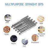 HQMaster CNC Router Bits 1/8 Router Bit Straight Router Bit 1 8 Shank Straight Flute End Mill Cutter 2-Flute Milling Cutting Tungsten Steel 22mm HQMaster